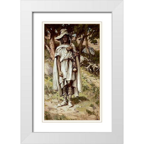 Prodigal Son White Modern Wood Framed Art Print with Double Matting by Tissot, James