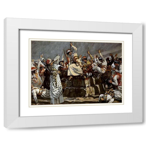 Prophets of Baal Leap Upon The Alter White Modern Wood Framed Art Print with Double Matting by Tissot, James