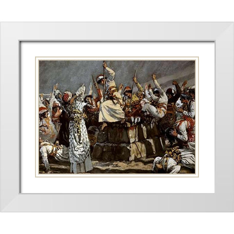 Prophets of Baal Leap Upon The Alter White Modern Wood Framed Art Print with Double Matting by Tissot, James