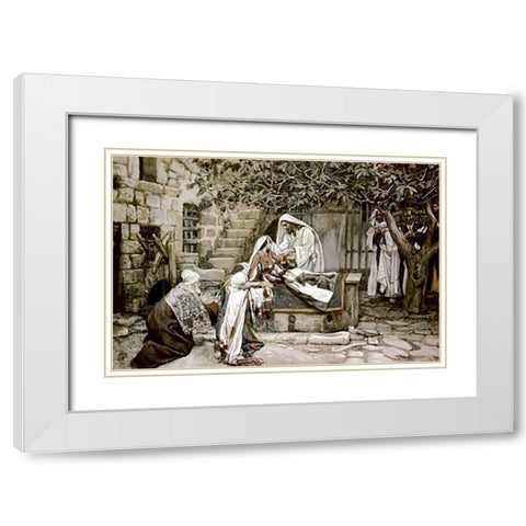 Raising of Jairuss Daughter White Modern Wood Framed Art Print with Double Matting by Tissot, James