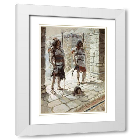 Reehab and Baanah Bring The Head of Ish-Bosheth White Modern Wood Framed Art Print with Double Matting by Tissot, James