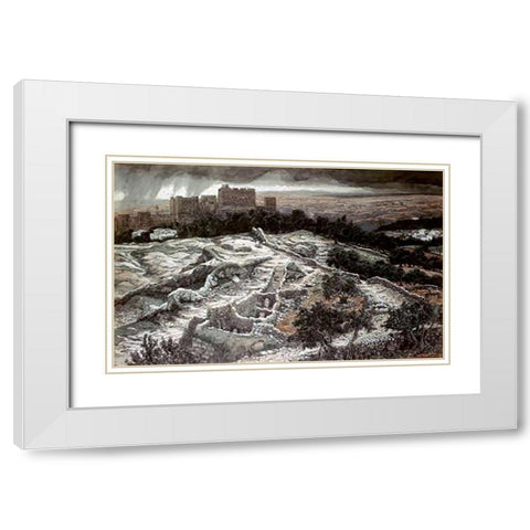 Restoration of Calvary From The Gate of Judgement White Modern Wood Framed Art Print with Double Matting by Tissot, James