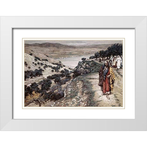 Rich Man Who Went Away Sorrowful White Modern Wood Framed Art Print with Double Matting by Tissot, James