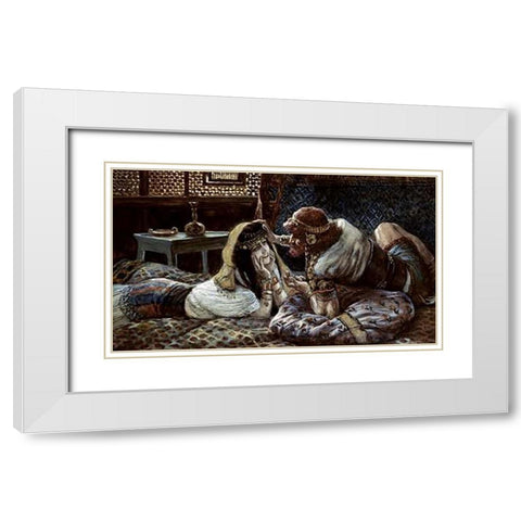 Samson and Delilah White Modern Wood Framed Art Print with Double Matting by Tissot, James