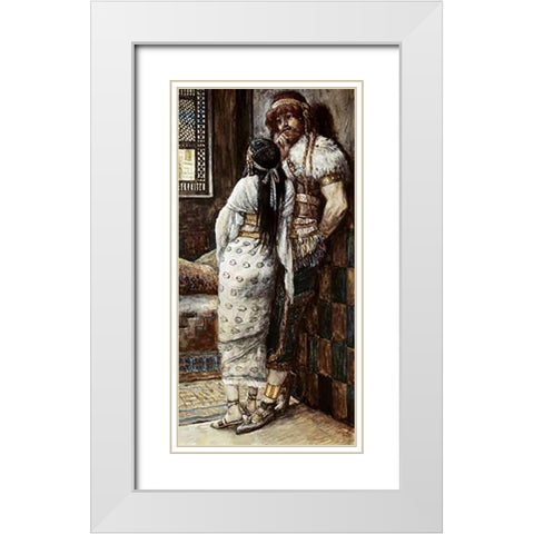 Samson and His Wife White Modern Wood Framed Art Print with Double Matting by Tissot, James