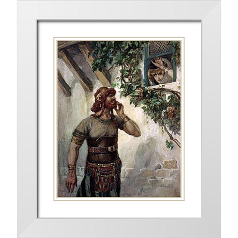 Samson Seeth Delilah at Her Window White Modern Wood Framed Art Print with Double Matting by Tissot, James