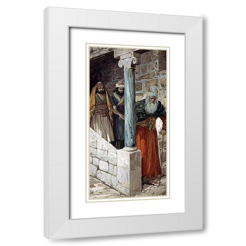 Samuel and His Two Sons White Modern Wood Framed Art Print with Double Matting by Tissot, James