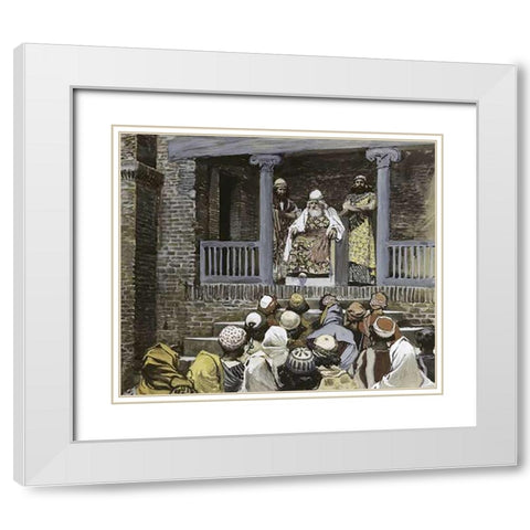 Samuel at Ramah White Modern Wood Framed Art Print with Double Matting by Tissot, James