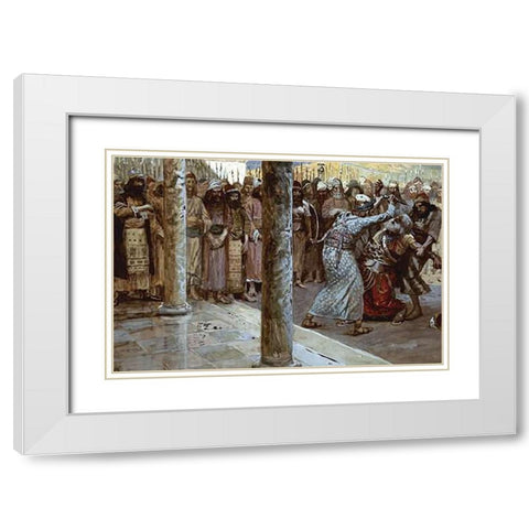 Samuel Slays Aga White Modern Wood Framed Art Print with Double Matting by Tissot, James