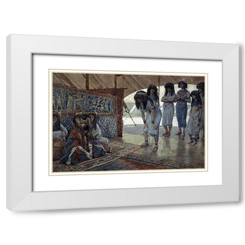 Sarah (Sarai) Is Taken To Pharaohs Palace White Modern Wood Framed Art Print with Double Matting by Tissot, James