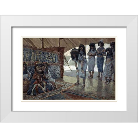 Sarah (Sarai) Is Taken To Pharaohs Palace White Modern Wood Framed Art Print with Double Matting by Tissot, James