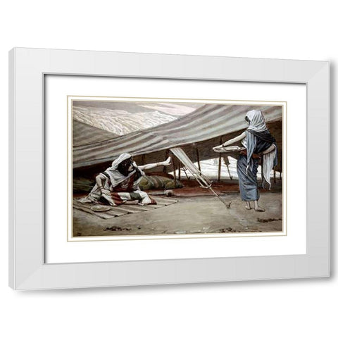 Sarah (Sarai) Sends Hagar Away White Modern Wood Framed Art Print with Double Matting by Tissot, James