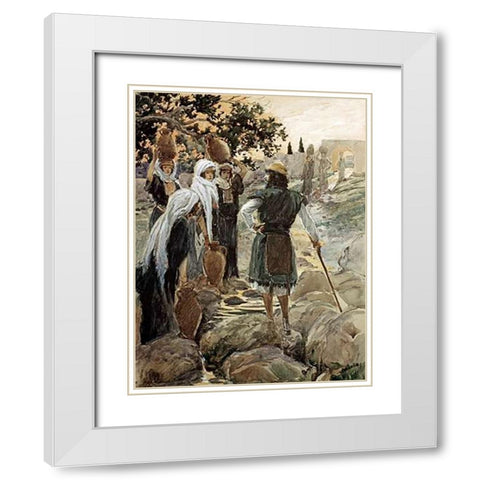 Saul Questions The Young Maidens White Modern Wood Framed Art Print with Double Matting by Tissot, James