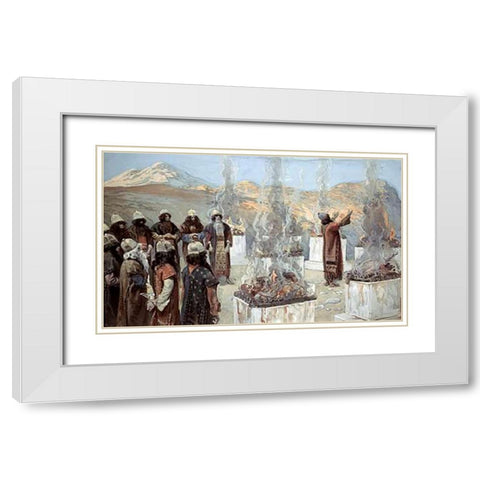 Seven Alters of Balaam White Modern Wood Framed Art Print with Double Matting by Tissot, James