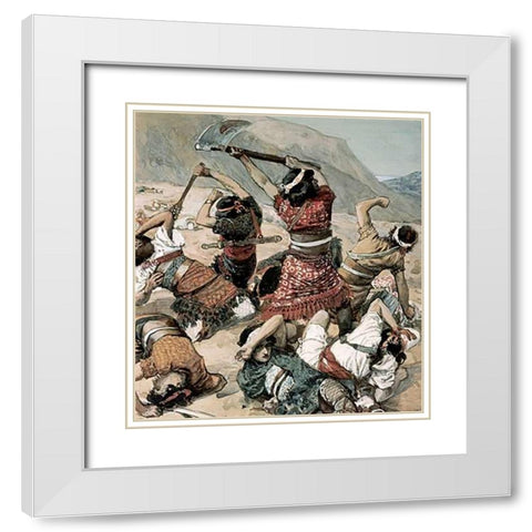 Shamgar Son of Anath White Modern Wood Framed Art Print with Double Matting by Tissot, James