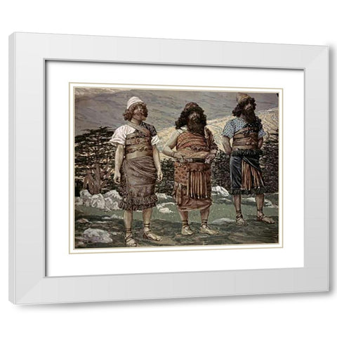 Shem, Ham and Japbeth White Modern Wood Framed Art Print with Double Matting by Tissot, James