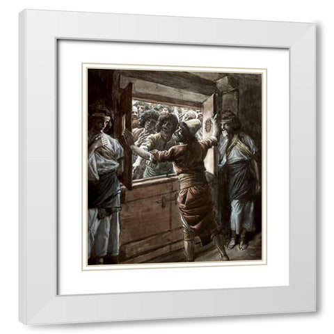 Sodomites White Modern Wood Framed Art Print with Double Matting by Tissot, James