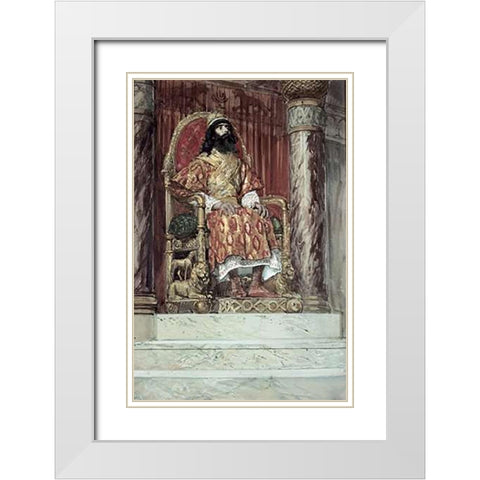 Solomon Is Made King White Modern Wood Framed Art Print with Double Matting by Tissot, James