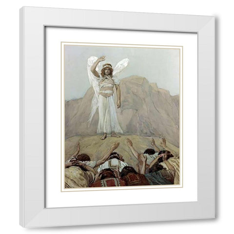 The Angels Rebuke White Modern Wood Framed Art Print with Double Matting by Tissot, James