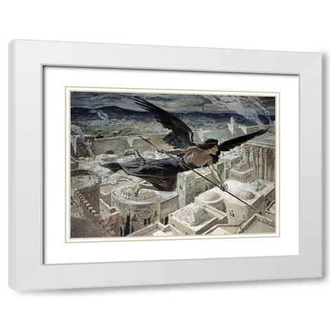 The Slaying of the Assyrians White Modern Wood Framed Art Print with Double Matting by Tissot, James Jacques