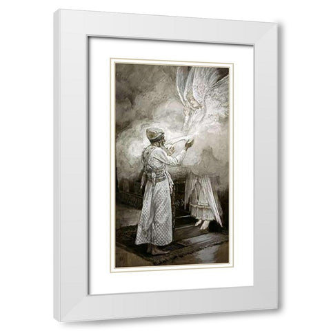 The Vision of Zacharias White Modern Wood Framed Art Print with Double Matting by Tissot, James