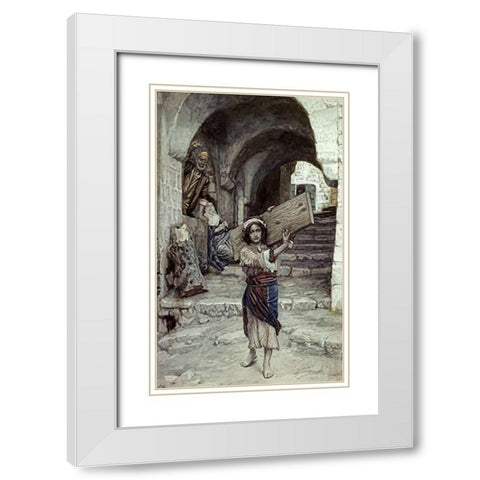 The Youth of Jesus White Modern Wood Framed Art Print with Double Matting by Tissot, James