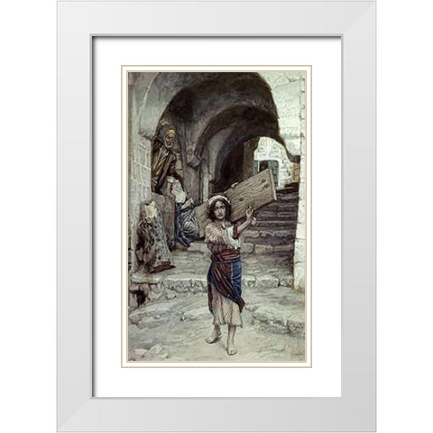 The Youth of Jesus White Modern Wood Framed Art Print with Double Matting by Tissot, James