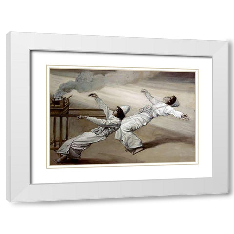 Two Priests Are Destroyed White Modern Wood Framed Art Print with Double Matting by Tissot, James