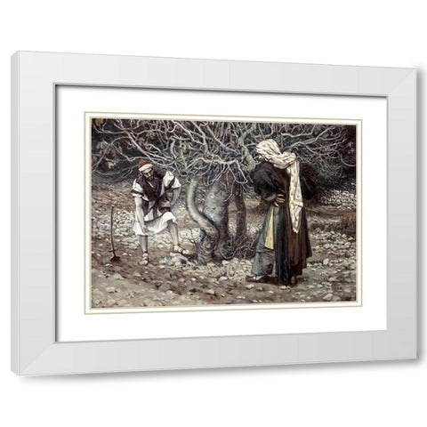 Vine Dresser and The Fig Tree White Modern Wood Framed Art Print with Double Matting by Tissot, James