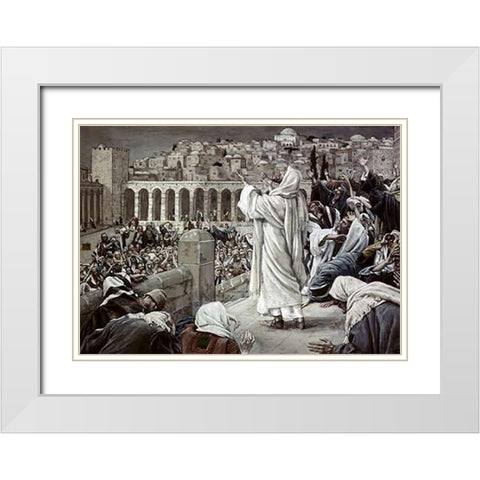 Voice From Heaven White Modern Wood Framed Art Print with Double Matting by Tissot, James