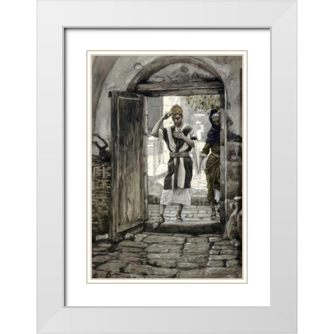 When Ye Come Into a House Salute It White Modern Wood Framed Art Print with Double Matting by Tissot, James Jacques