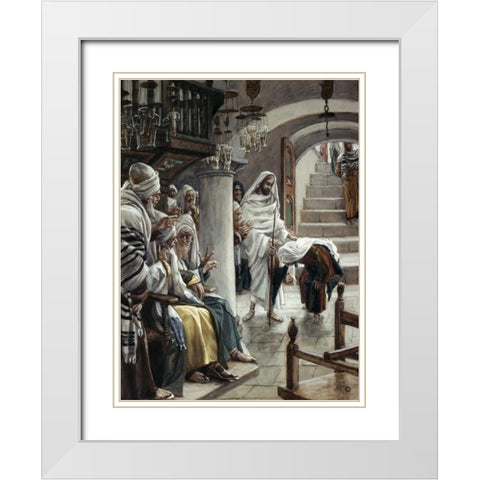 Woman Who Had An Infirmity 18 Years White Modern Wood Framed Art Print with Double Matting by Tissot, James Jacques