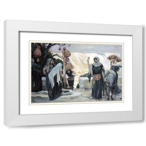 Women at The Well White Modern Wood Framed Art Print with Double Matting by Tissot, James