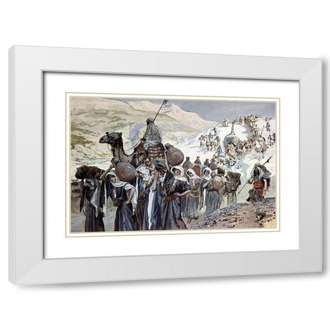 Women of Ziklag Taken Into Captivity White Modern Wood Framed Art Print with Double Matting by Tissot, James
