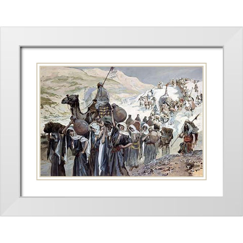 Women of Ziklag Taken Into Captivity White Modern Wood Framed Art Print with Double Matting by Tissot, James