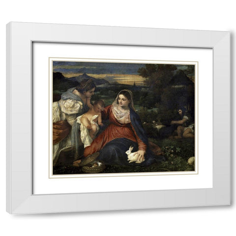 Virgin and Child With Saint Catherine White Modern Wood Framed Art Print with Double Matting by Titian