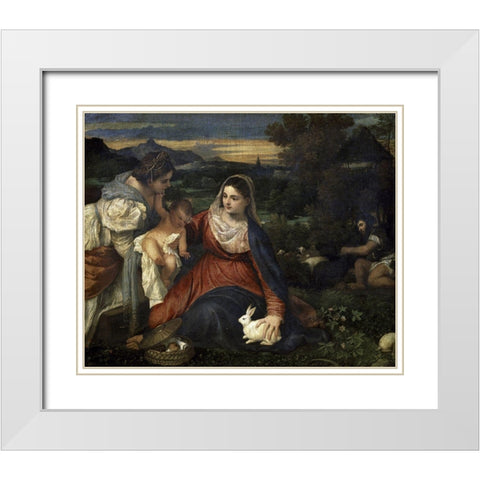 Virgin and Child With Saint Catherine White Modern Wood Framed Art Print with Double Matting by Titian