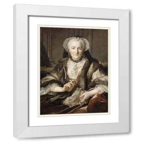 Portrait of Madame Dange White Modern Wood Framed Art Print with Double Matting by Tocque, Louis