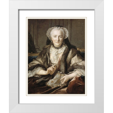 Portrait of Madame Dange White Modern Wood Framed Art Print with Double Matting by Tocque, Louis