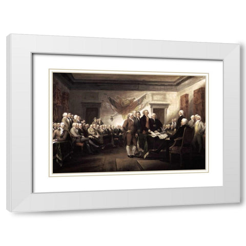Signing of The Declaration of Independence, 1817-1819 White Modern Wood Framed Art Print with Double Matting by Trumbull, John