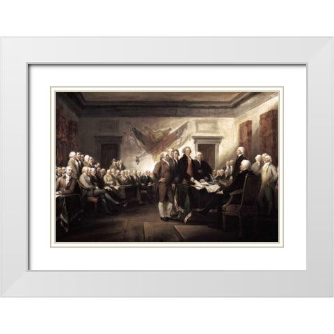 Signing of The Declaration of Independence, 1817-1819 White Modern Wood Framed Art Print with Double Matting by Trumbull, John