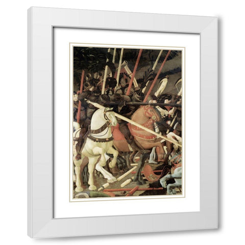 Battle of San Romano (Detail) White Modern Wood Framed Art Print with Double Matting by Uccello, Paolo