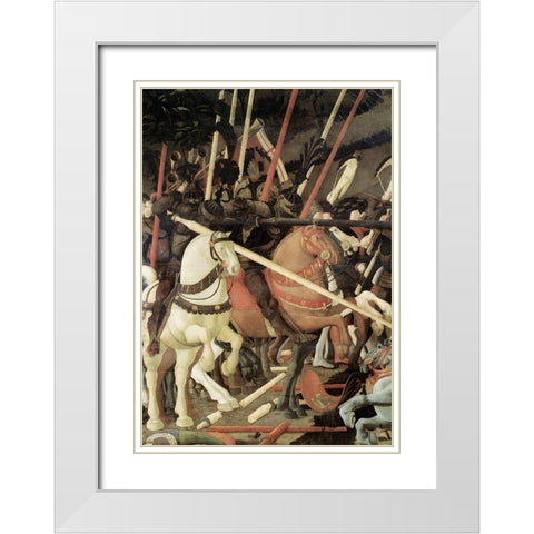 Battle of San Romano (Detail) White Modern Wood Framed Art Print with Double Matting by Uccello, Paolo