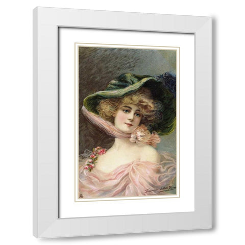 Bonnet White Modern Wood Framed Art Print with Double Matting by Vallet-Bisson, Frederick