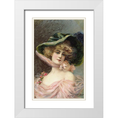 Bonnet White Modern Wood Framed Art Print with Double Matting by Vallet-Bisson, Frederick