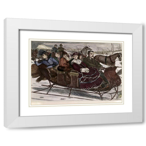 Christmas Belles White Modern Wood Framed Art Print with Double Matting by Unknown