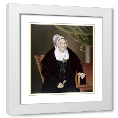 Elderly Quaker Lady White Modern Wood Framed Art Print with Double Matting by Unknown