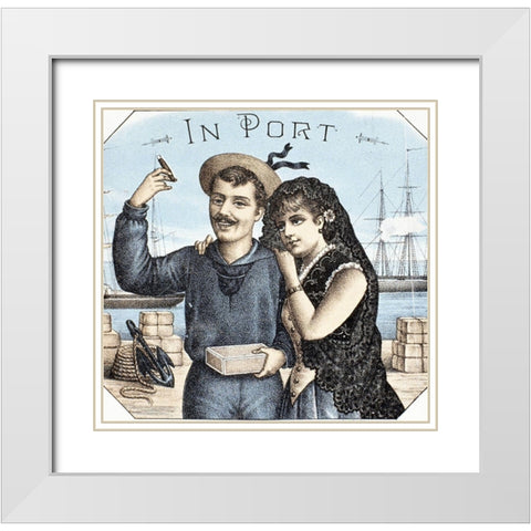 In Port White Modern Wood Framed Art Print with Double Matting by Unknown