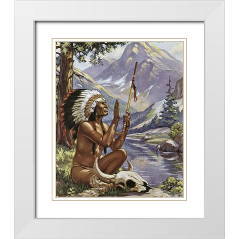 Indian Worship White Modern Wood Framed Art Print with Double Matting by Unknown