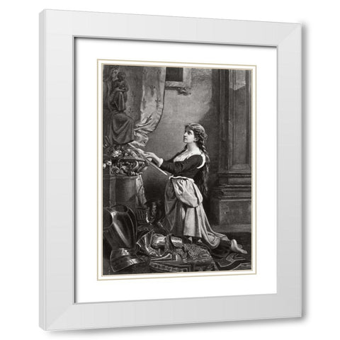 Joan Of Arc At Prayer White Modern Wood Framed Art Print with Double Matting by Unknown